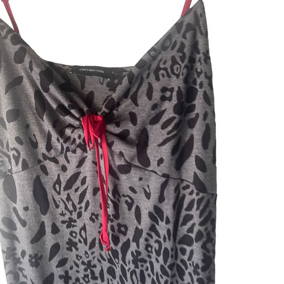 Jones New York Large Black Animal Print Vampire Goth Night Gown Maxi Slip Dress - Picture 4 of 10